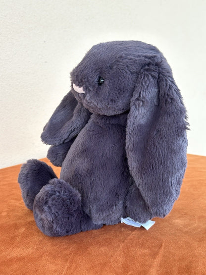 Jellycat Medium Bashful Inky Bunny BNWOT Dark Grey Rabbit Retired Rare Plush