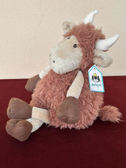 New Jellycat Tiggalope Highland Cow BNWT Retired Brown Long Soft Coat Plush cm36