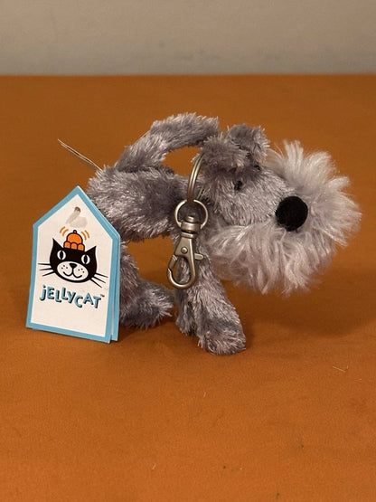 New Jellycat Alley Dog Keyring BNWT Tiny Puppy Bag Charm Grey Schnauzer Keychain