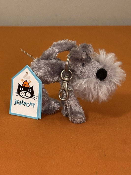 New Jellycat Alley Dog Keyring BNWT Tiny Puppy Bag Charm Grey Schnauzer Keychain