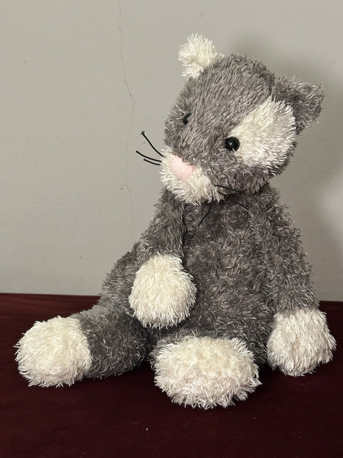 Jellycat Bunglie Grigio Crema Patch Gatto Raro Vintage Gattino Ritirato Giocattolo Morbido 15"-