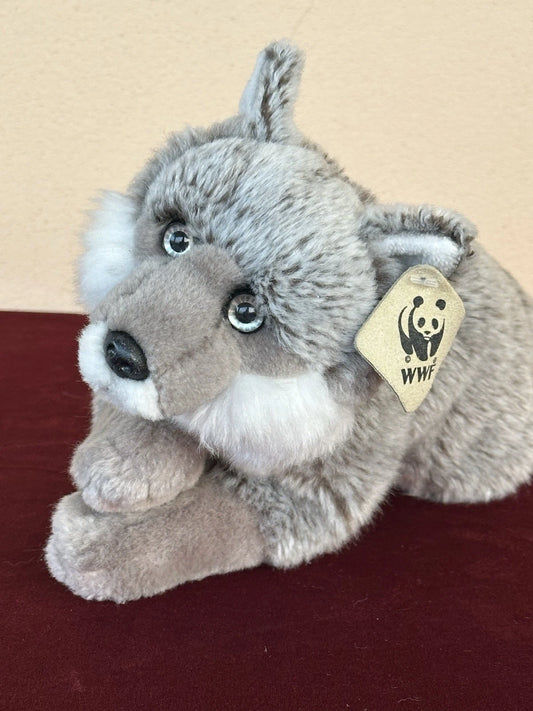 Rarissimo peluche WWF Silver Fox sdraiata 26 cm 10” Artic Winter Fox ritirato