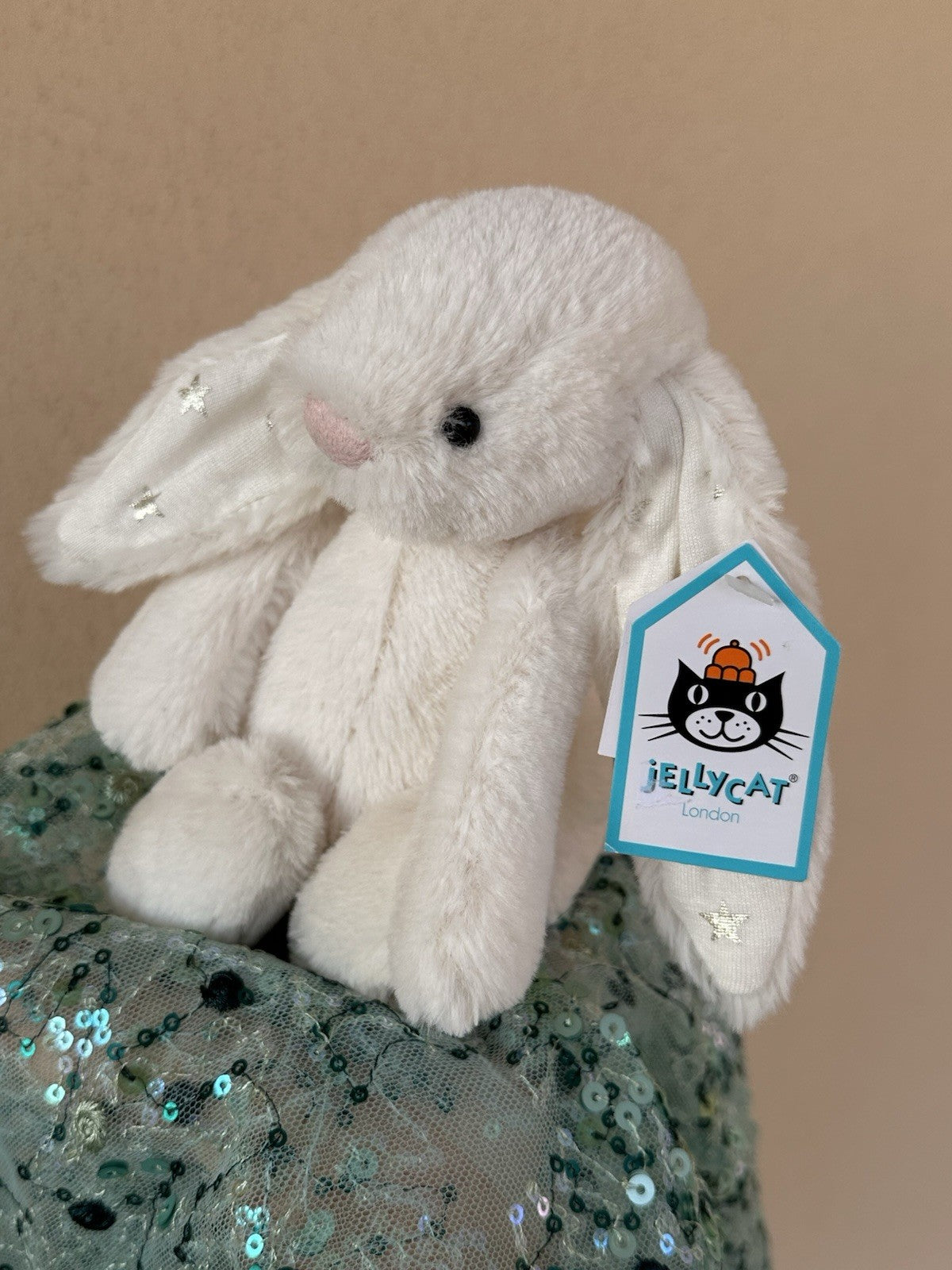 NUOVO Jellycat Small Bashful Twinkle Bunny nuovo con etichette coniglio in pensione peluche-