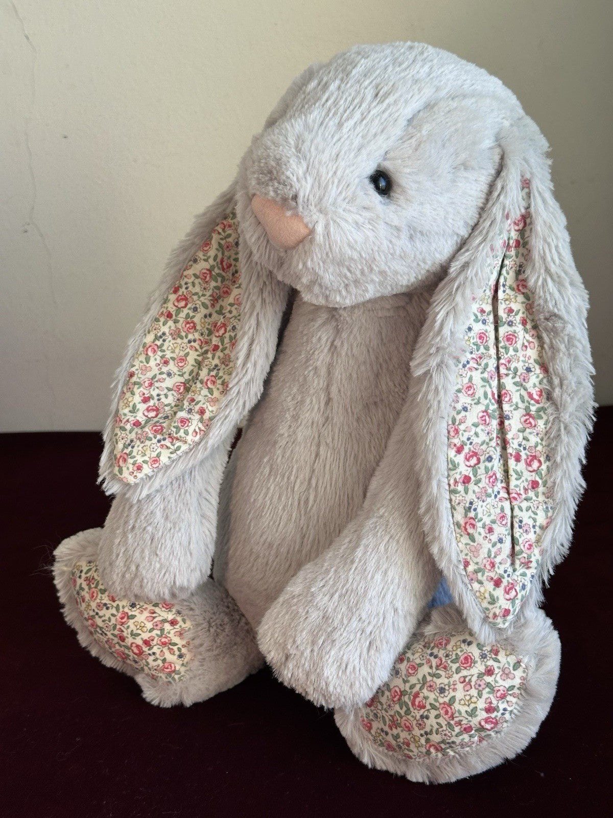 Jellycat Coniglietto Grande Timido Fiore Argento Pensionato Grigio con Fiori cm.36-