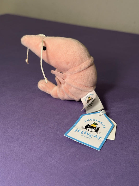 NUOVO Jellycat Sensational Gamberetto Nuovo con etichette Pesce Ocean Life Gambero Divertente Peluche Giocattolo Morbido-