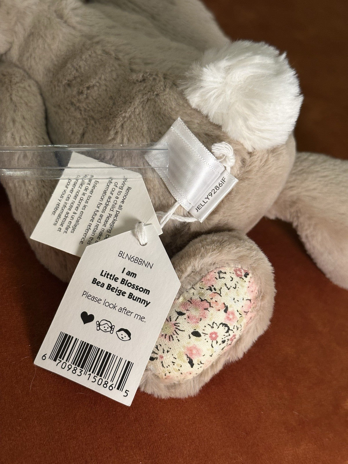 NUOVO coniglietto Jellycat Little Blossom Bea beige nuovo con etichette piccolo fiore di bea timido 8"-
