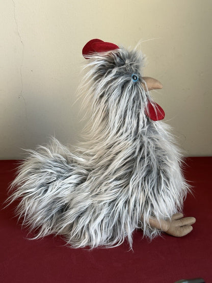 Peluche Jellycat Roger Rooster nuovo senza etichette 13" grigio pollo occhi azzurri raro ritirato 2015-