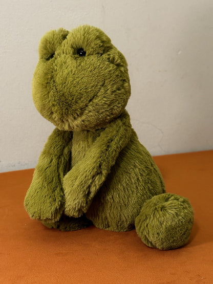 Peluche giocattolo morbido Jellycat Medium Bashful Frog occhi piccoli raro rana verde in pensione-