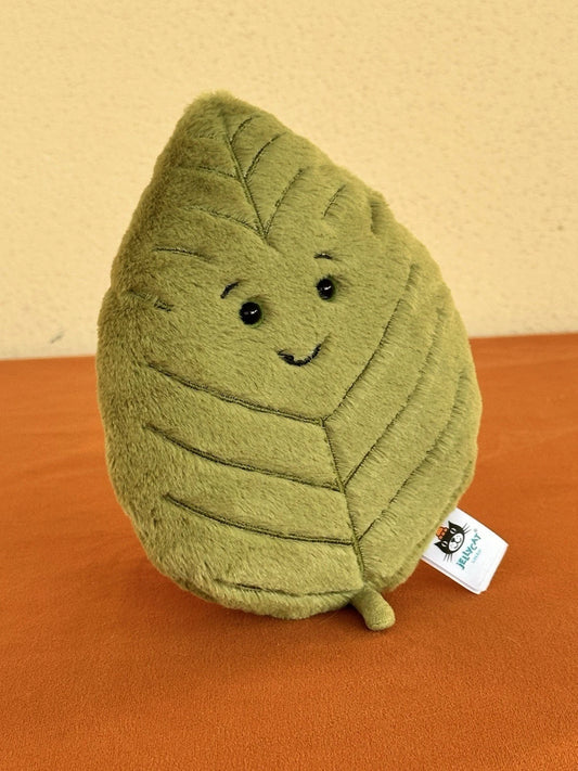 Peluche Jellycat Little Woodland foglia di faggio nuovo senza etichette piccola foglia verde raro ritirato