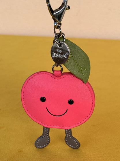 Jellycat Amuseables Cherry Bag Charm BNWOT Leather Keyring Retired Keychain