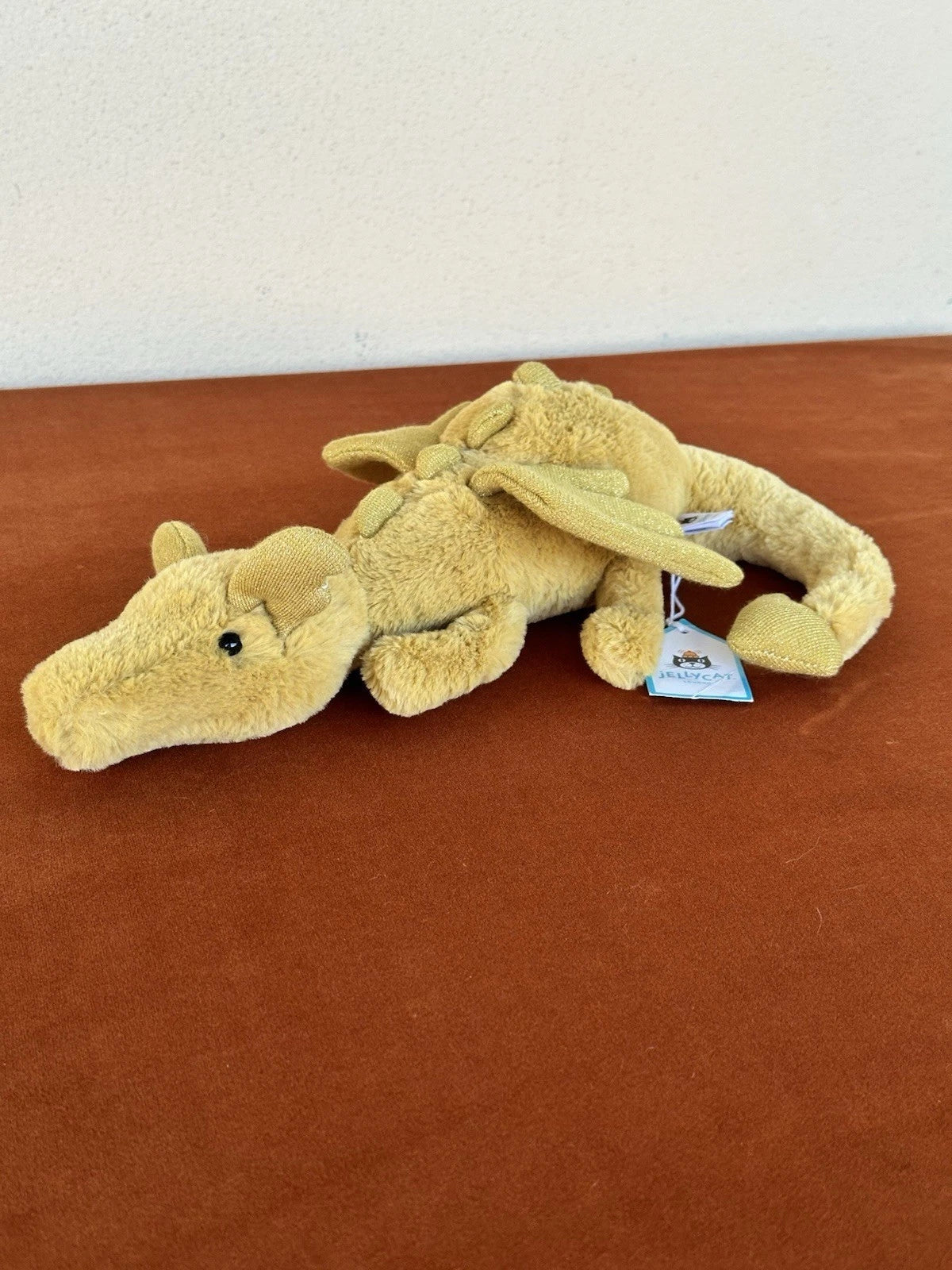NUOVO Jellycat Little Golden Dragon nuovo con etichette piccolo drago ritirato originale HTF cm.26