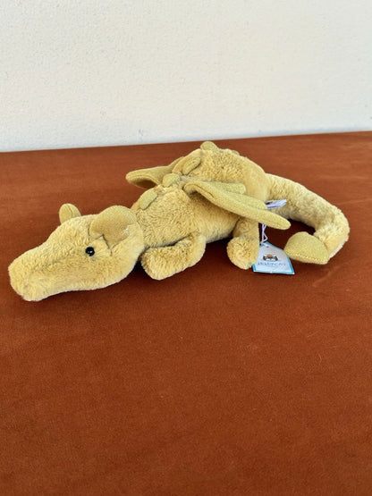 NUOVO Jellycat Little Golden Dragon nuovo con etichette piccolo drago ritirato originale HTF cm.26
