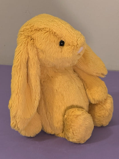Coniglietto zafferano Jellycat Medium Bashful nuovo senza etichette ritirato raro giallo morbido giocattolo coniglio-