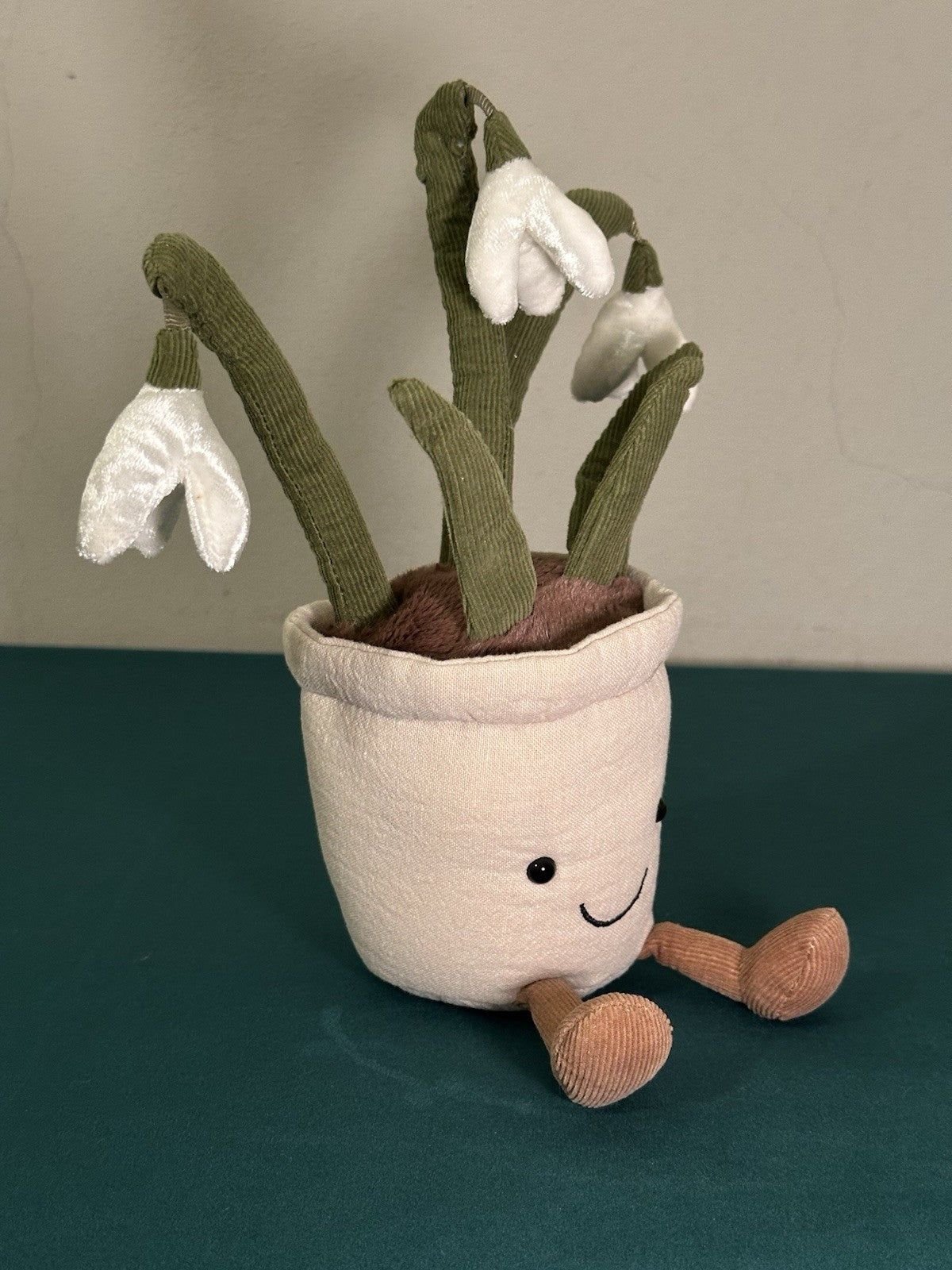 Jellycat Goccia di Neve Divertente Nuova Senza Etichette Pianta in Vaso di Fiori Bianchi Giocattolo Morbido Ritirato-