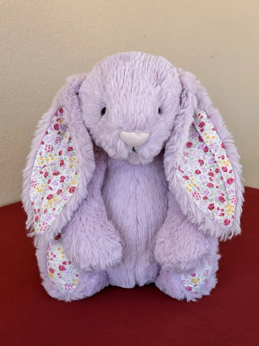 Jellycat Medium Bashful Jasmine Blossom Bunny Retired Rare Lilac with Flower Rabbit