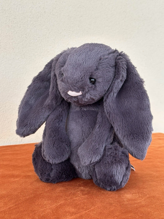 Jellycat Medium Bashful Inky Bunny BNWOT Dark Grey Rabbit Retired Rare Plush