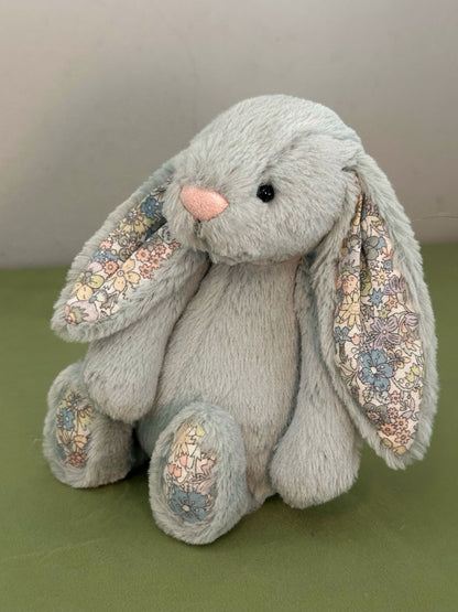 Jellycat piccolo coniglietto con fiori di salvia timido nuovo senza etichette verde con fiore coniglio in pensione-