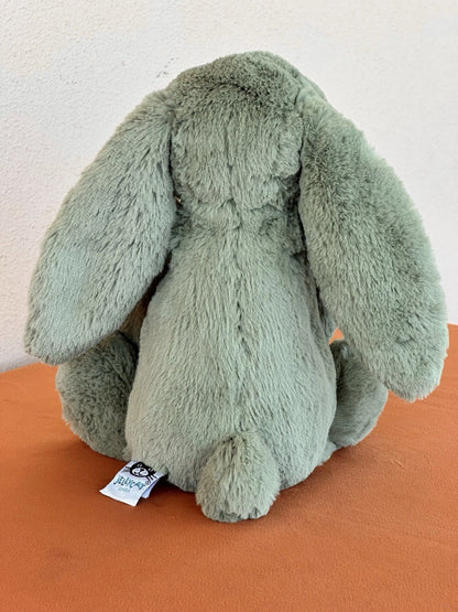 Peluche Jellycat Medium Bashful Felce Bunny nuovo senza etichette verde raro coniglio giocattolo morbido