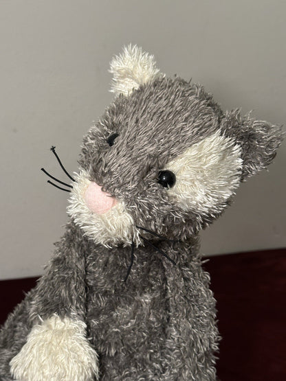 Jellycat Bunglie Grigio Crema Patch Gatto Raro Vintage Gattino Ritirato Giocattolo Morbido 15"-