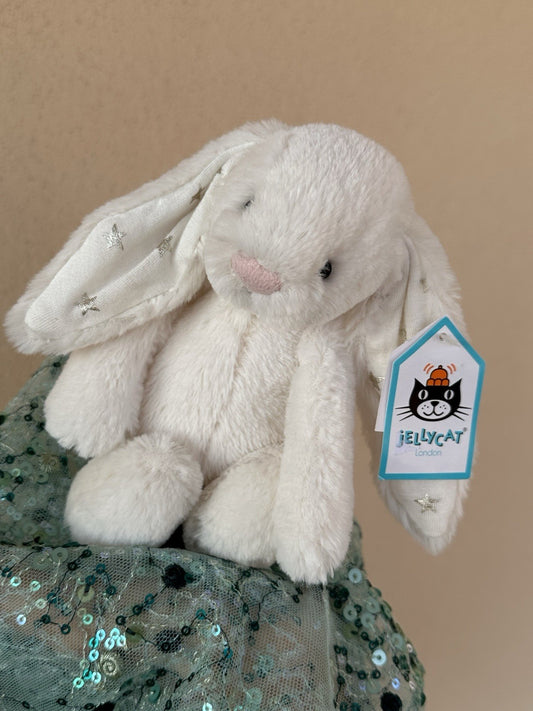 NUOVO Jellycat Small Bashful Twinkle Bunny nuovo con etichette coniglio in pensione peluche-