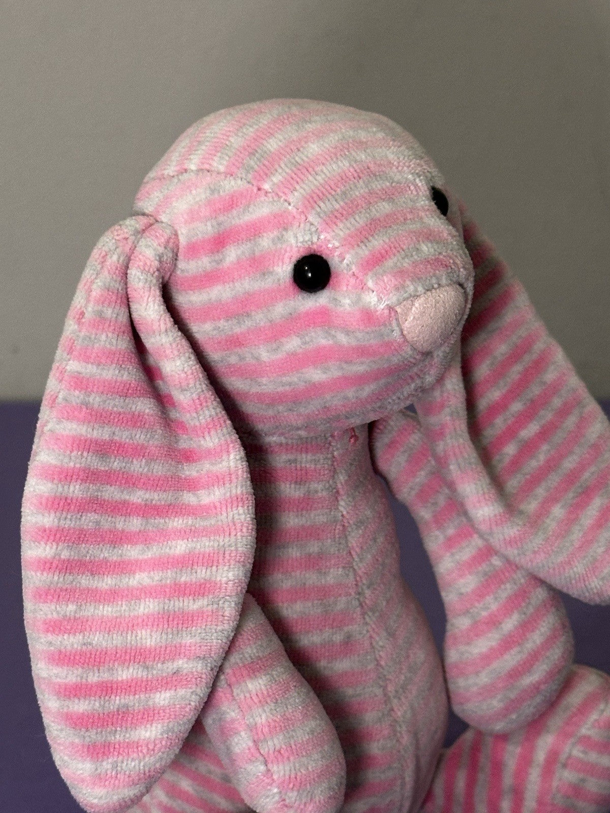 Jellycat Edizione Speciale Bonnie Bashful Bunny Raro Ritirato Rigato Rosa Grigio-
