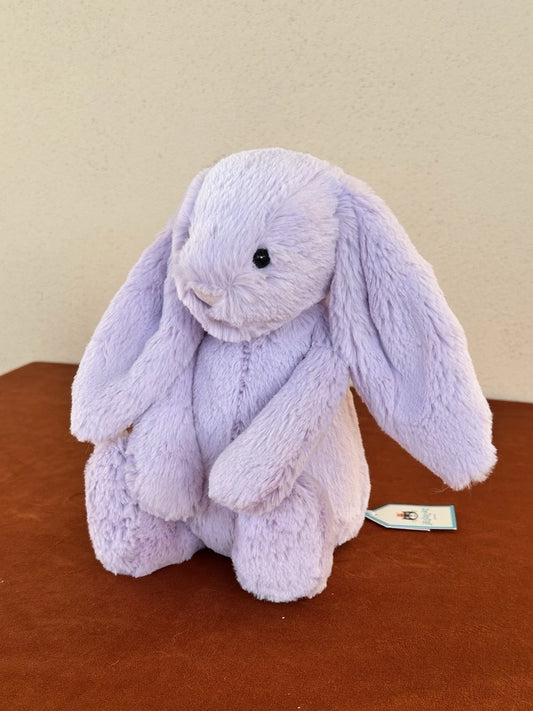 NUOVO Jellycat Medium Bashful Lilac Bunny nuovo con etichette ritirato raro coniglio lavanda peluche