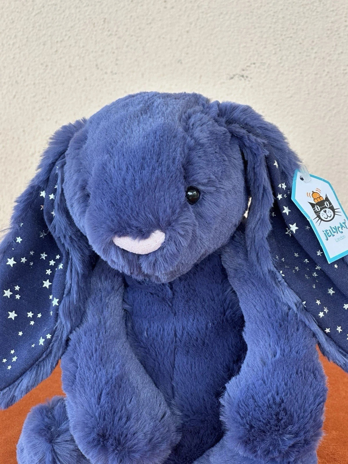 NUOVO coniglietto Jellycat Medium Bashful Stardust nuovo con etichette blu navy con stelle raro coniglio