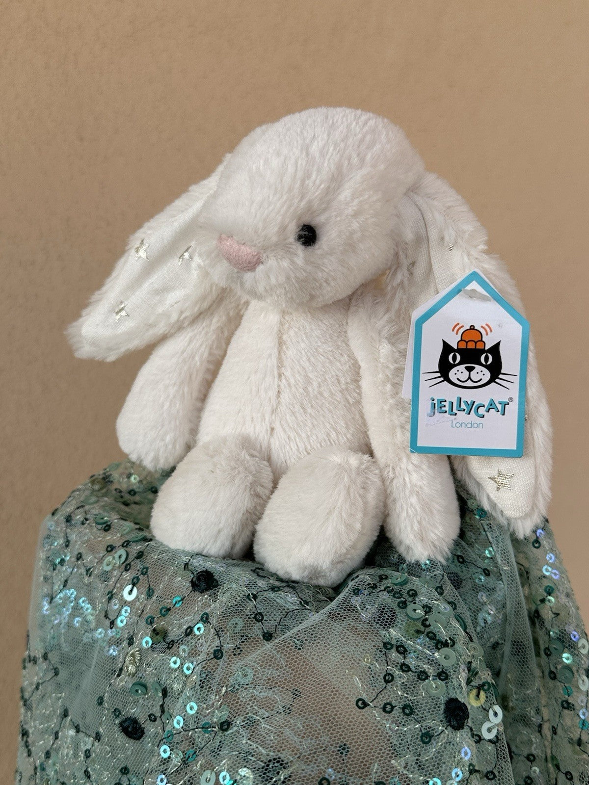 NUOVO Jellycat Small Bashful Twinkle Bunny nuovo con etichette coniglio in pensione peluche-