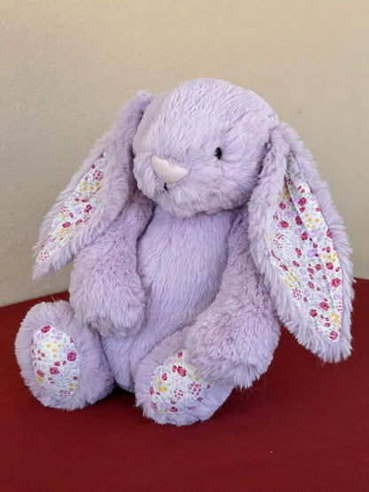 Jellycat Medium Bashful Jasmine Blossom Bunny Retired Rare Lilac with Flower Rabbit