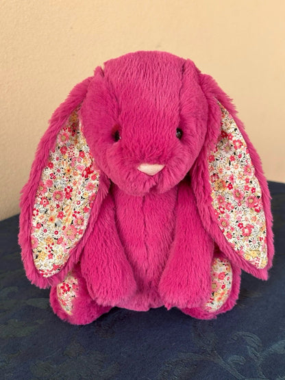 Jellycat Medium Bashful Rose Blossom Bunny Rare Retired Hot Pink Rabbit Plush