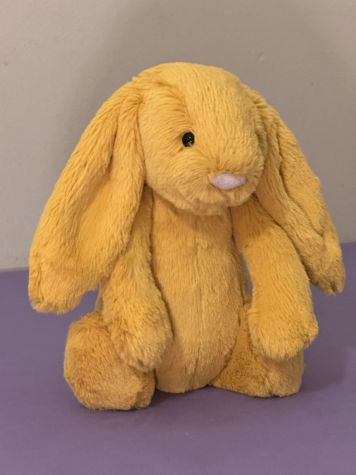 Coniglietto zafferano Jellycat Medium Bashful nuovo senza etichette ritirato raro giallo morbido giocattolo coniglio-