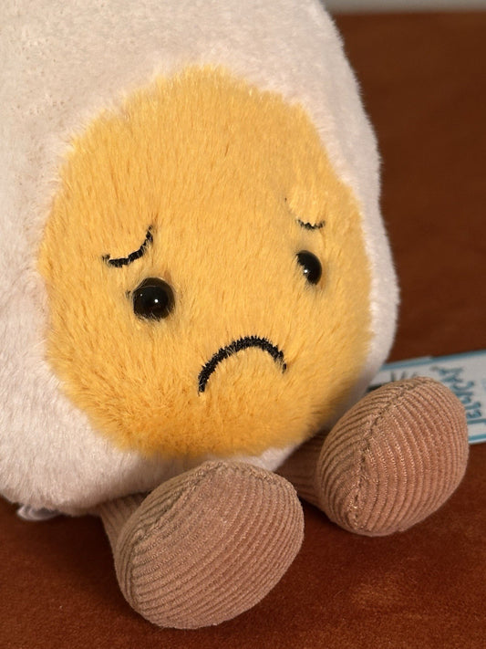 NUOVO Jellycat Amuseable Sorry uovo bollito nuovo con etichette ritirato raro cibo uova tristi peluche-
