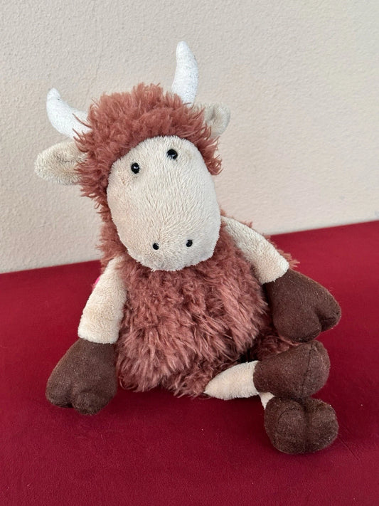 Jellycat Tiggalope Highland Cow Rare Retired Brown Long Soft Coat Plush cm.36