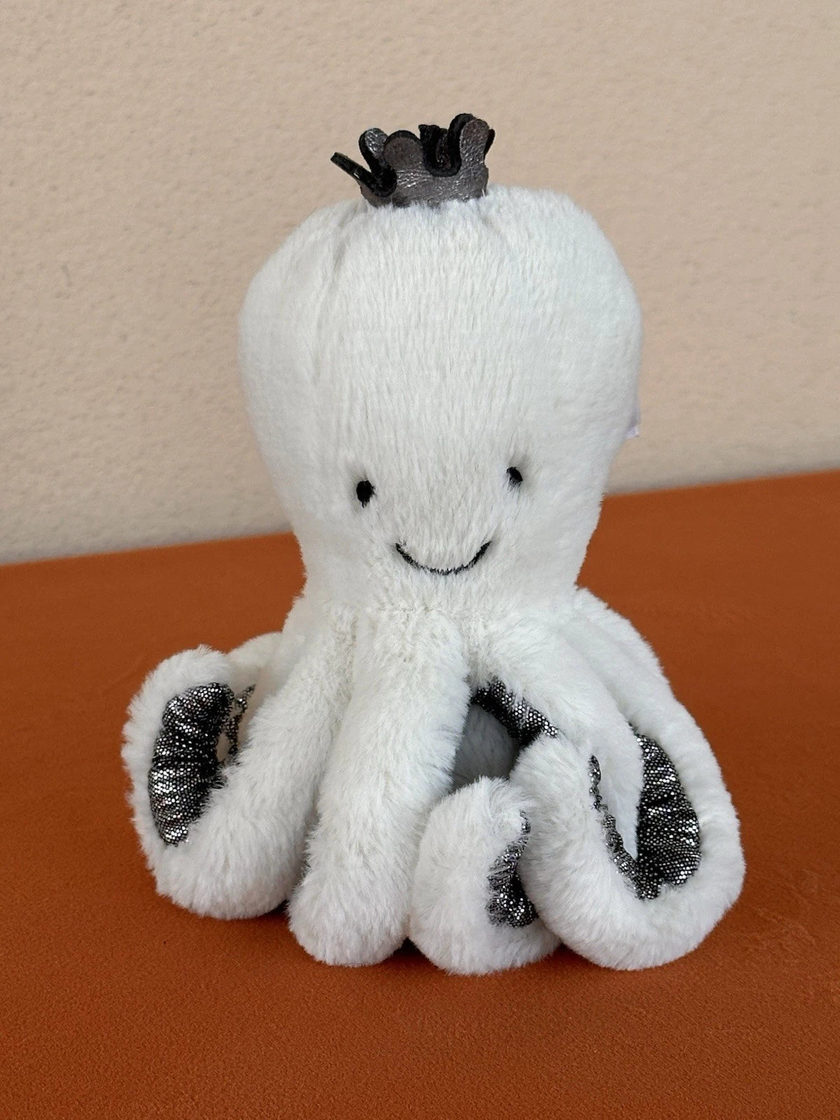 Jellycat Baby Cosmo Octopus BNWOT Tiny Crown White Squid Sea Creature Retired