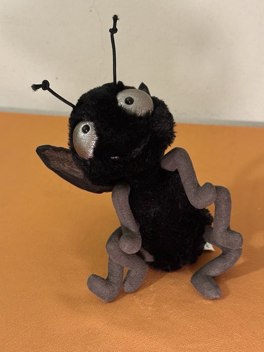 Peluche insetto Jellycat Farrell Fly nuovo senza etichette nero seta lucido raro giocattolo morbido ritirato-