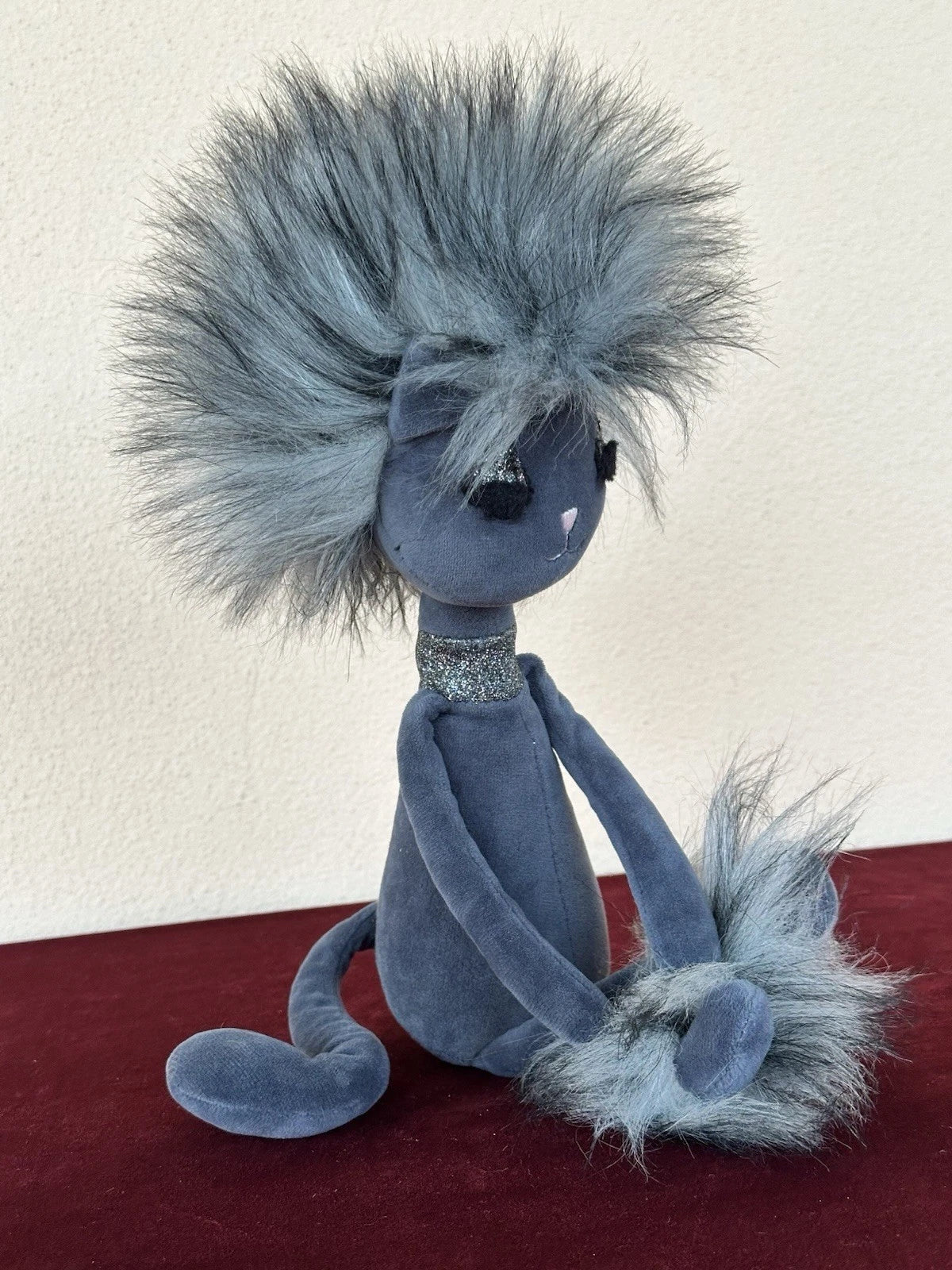 Peluche Jellycat Swellegant Gattino Gatto Giocattolo Morbido Scintillante Grigio Scuro Vellutato Ritirato