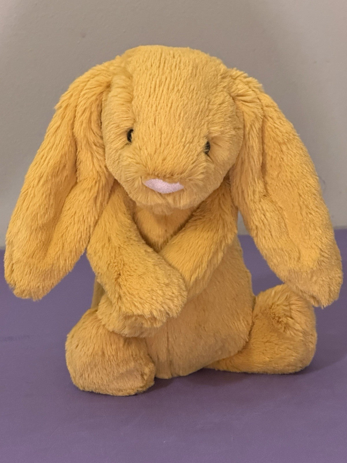 Coniglietto zafferano Jellycat Medium Bashful nuovo senza etichette ritirato raro giallo morbido giocattolo coniglio-