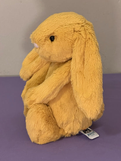 Coniglietto zafferano Jellycat Medium Bashful nuovo senza etichette ritirato raro giallo morbido giocattolo coniglio-