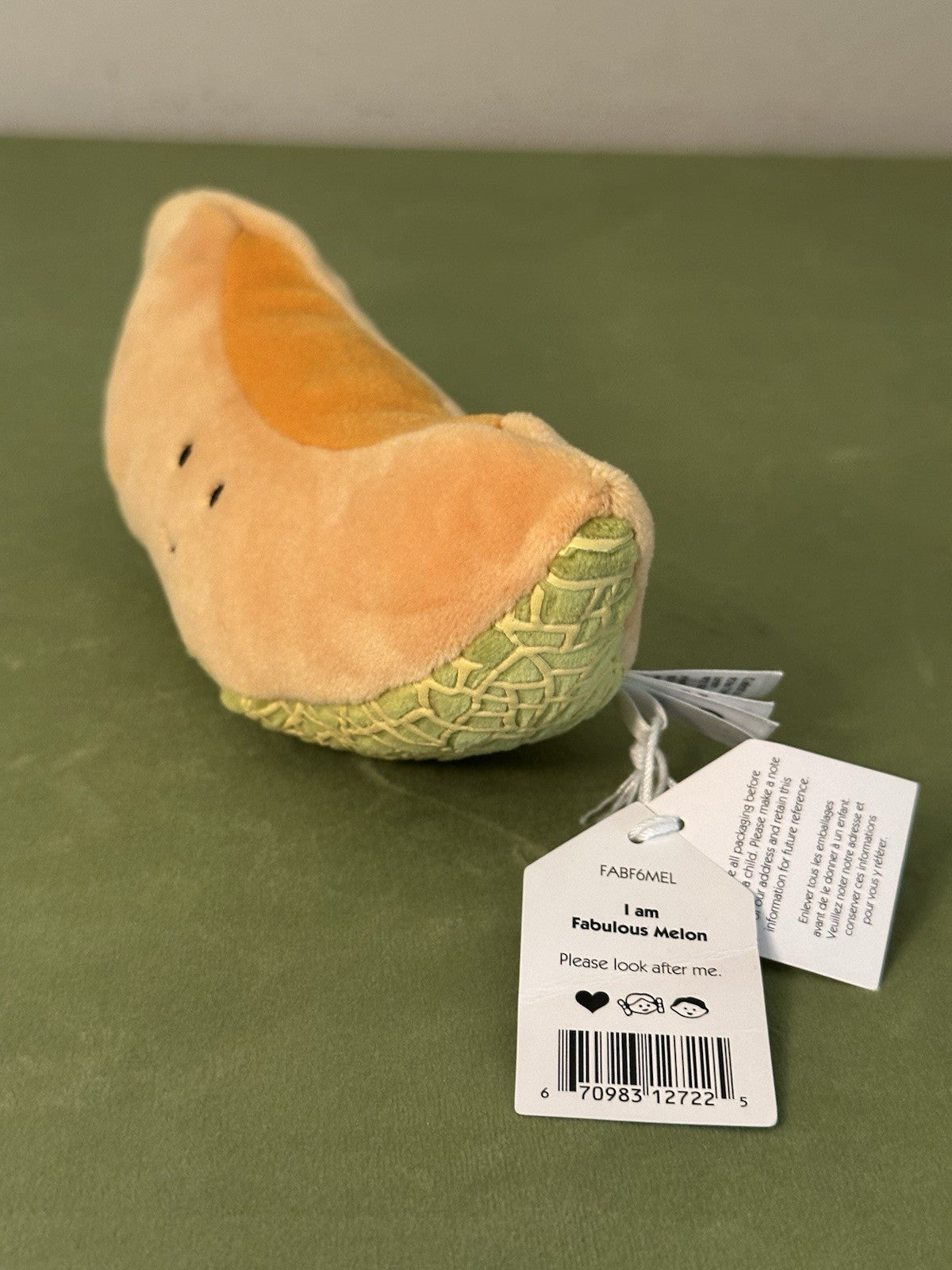 NUOVO Jellycat Fabulous Melon NUOVO CON ETICHETTE ~ arancione verde Kawaii peluche giocattolo morbido ~ FABF6MEL-