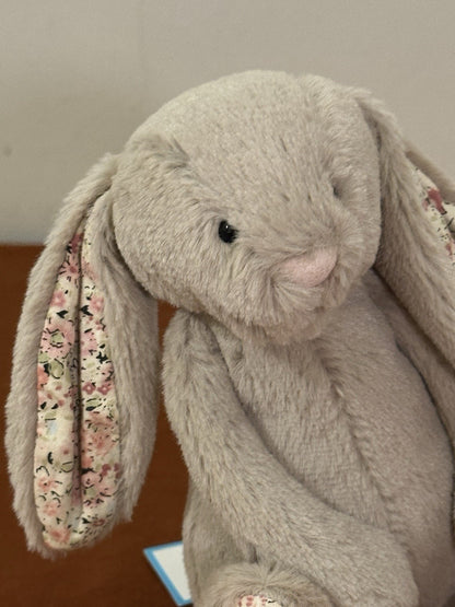 NUOVO coniglietto Jellycat Little Blossom Bea beige nuovo con etichette piccolo fiore di bea timido 8"-