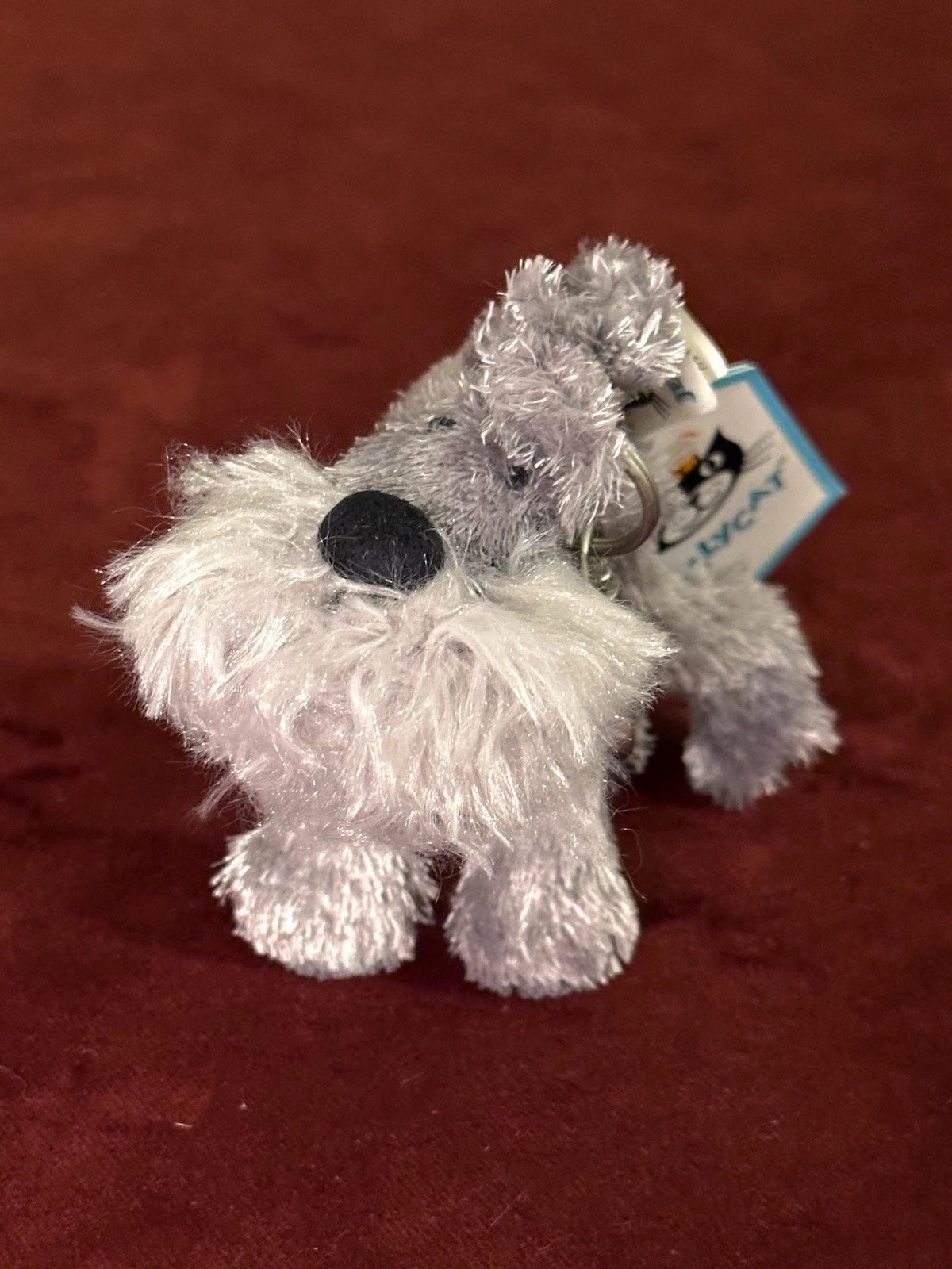 New Jellycat Alley Dog Keyring BNWT Tiny Puppy Bag Charm Grey Schnauzer Keychain