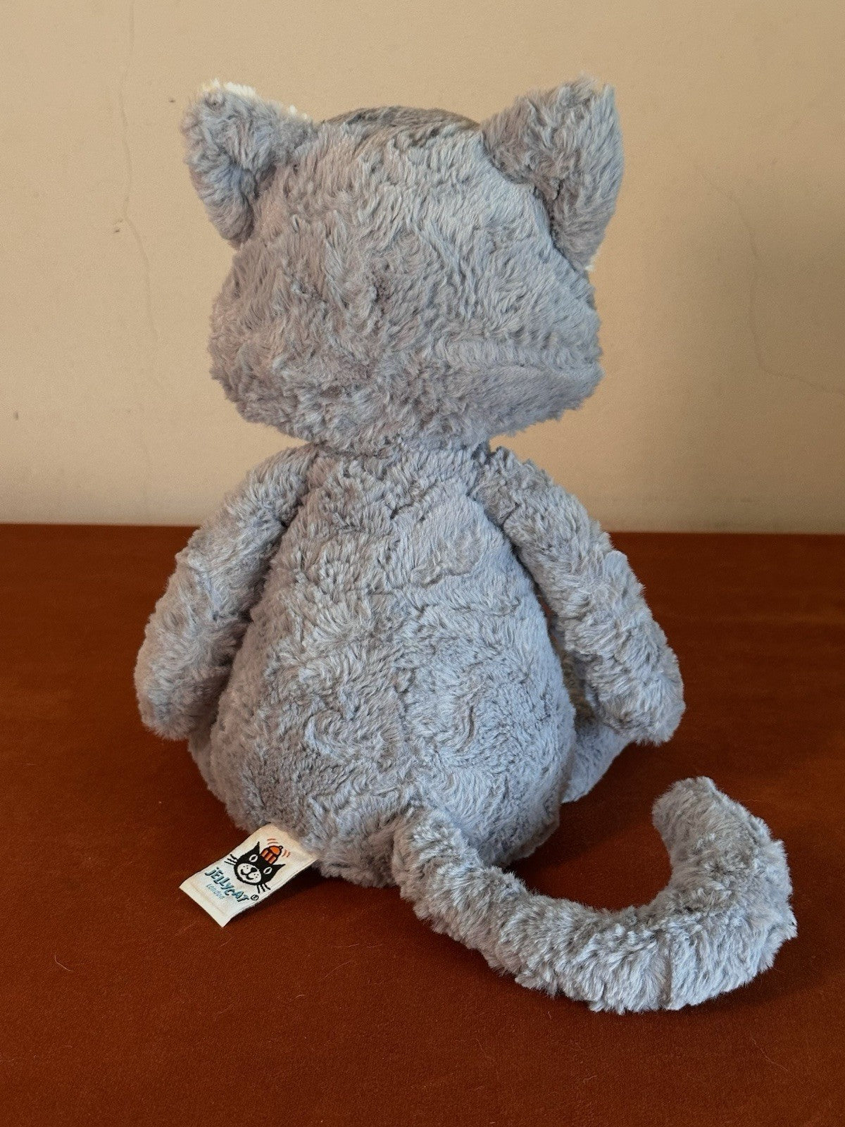 Jellycat Tuffet Cat nuovo senza etichette raro gattino grigio e panna in pensione peluche gattino giocattolo morbido-