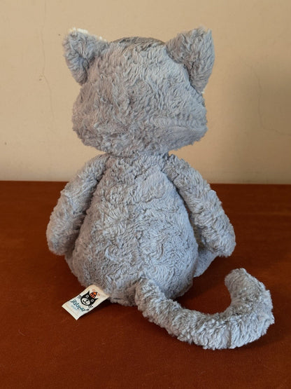 Jellycat Tuffet Cat nuovo senza etichette raro gattino grigio e panna in pensione peluche gattino giocattolo morbido-