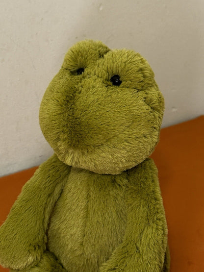 Peluche giocattolo morbido Jellycat Medium Bashful Frog occhi piccoli raro rana verde in pensione-