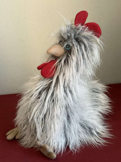 Peluche Jellycat Roger Rooster nuovo senza etichette 13" grigio pollo occhi azzurri raro ritirato 2015-
