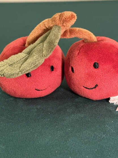 NUOVO Jellycat divertente favoloso frutto ciliegie nuovo con etichette morbido giocattolo peluche ritirato raro-