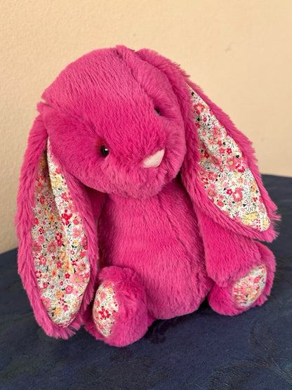 Jellycat Medium Bashful Rose Blossom Bunny Rare Retired Hot Pink Rabbit Plush