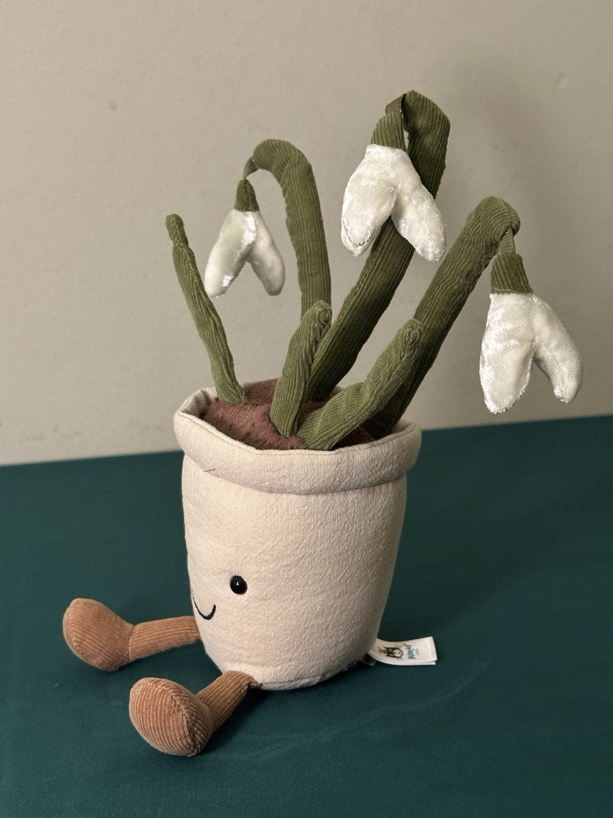 Jellycat Goccia di Neve Divertente Nuova Senza Etichette Pianta in Vaso di Fiori Bianchi Giocattolo Morbido Ritirato-