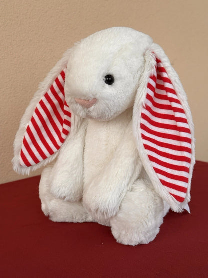 Jellycat Medium Bashful Candy Cane Bunny Rare Retired Soft Striped Rabbit Plush