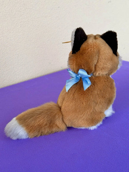 Steiff Snuffi Fox Plush Toy 077227 Retired Tagged 16cm Red Foxy with Blue Bow